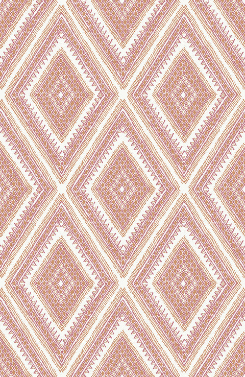 2969-26015 Zaya Orange Tribal Diamonds Wallpaper