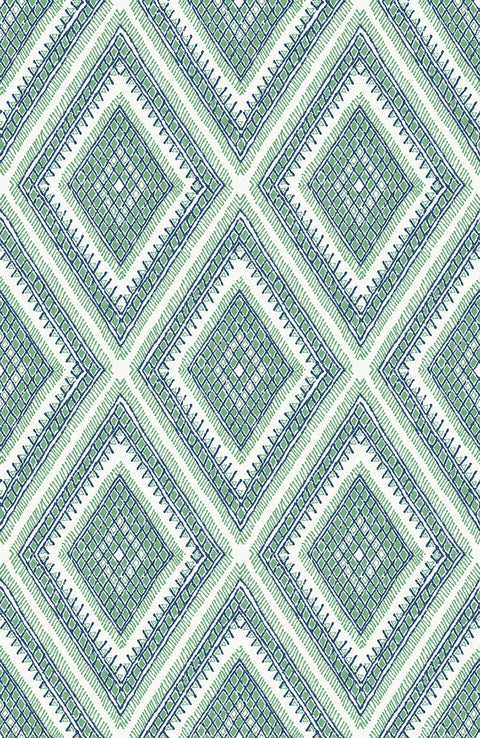 2969-26016 Zaya Green Tribal Diamonds Wallpaper