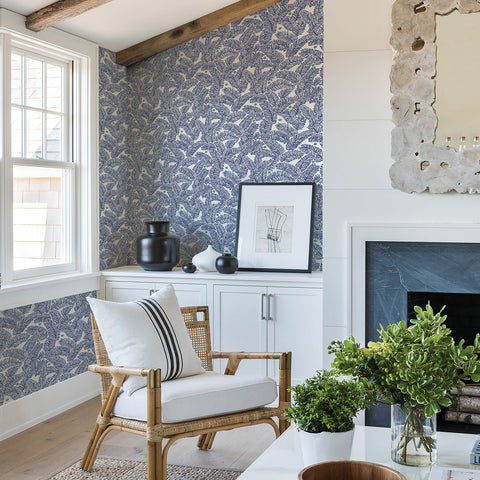 2969-26034 Athina Navy Fern Wallpaper