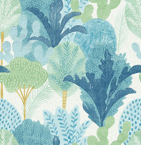 2969-26045 Ari Teal Desert Oasis Wallpaper