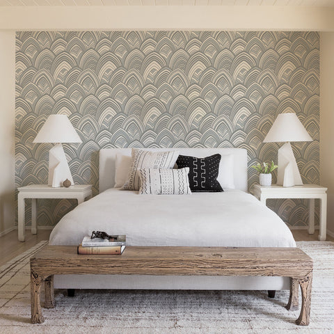 2969-87353 CABARITA Grey Art Deco Leaves Wallpaper