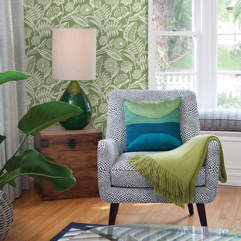 2969-87530 Alma Green Tropical Floral Wallpaper