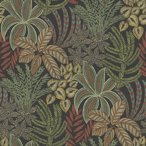 2970-13902 Sumner Black Woodland Botanical Wallpaper