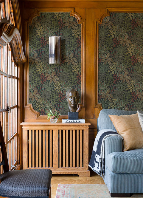 2970-13902 Sumner Black Woodland Botanical Wallpaper