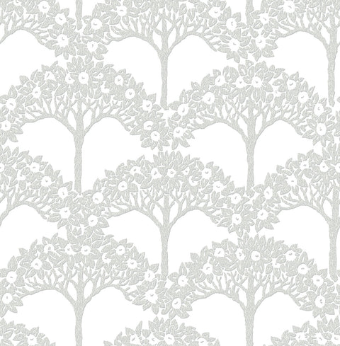 2970-26110 Dawson Light Grey Magnolia Tree Wallpaper