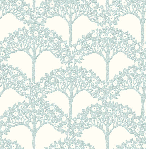 2970-26111 Dawson Turquoise Magnolia Tree Wallpaper
