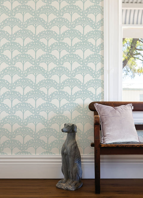 2970-26111 Dawson Turquoise Magnolia Tree Wallpaper