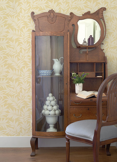 2970-26120 Morris Yellow Leaf Wallpaper