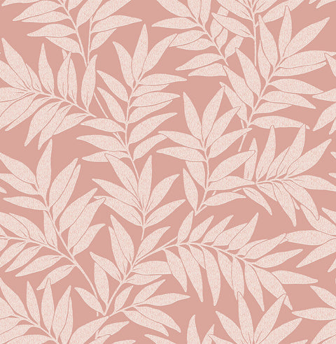 2970-26121 Morris Pink Leaf Wallpaper