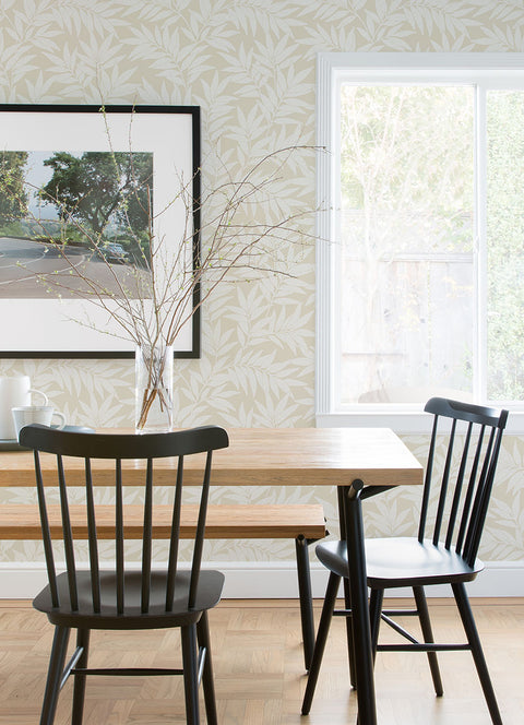 2970-26125 Morris Taupe Leaf Wallpaper