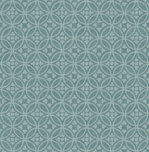 2970-26133 Larsson Teal Ogee Wallpaper