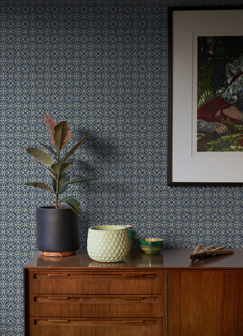 2970-26137 Larsson Indigo Ogee Wallpaper
