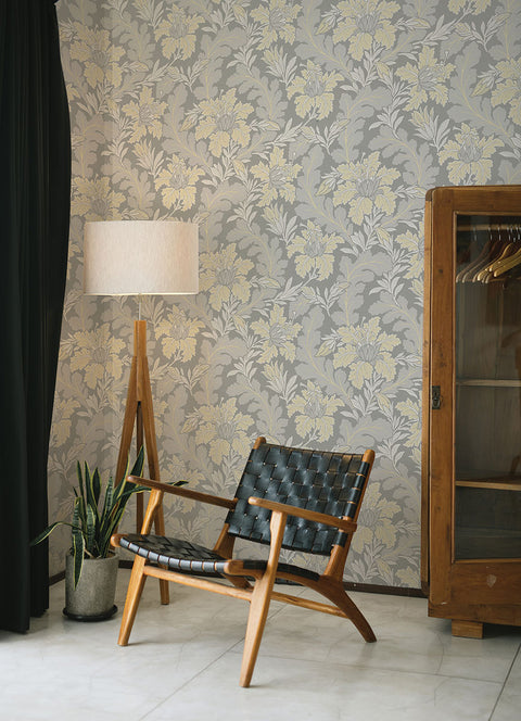 2970-26142 Butterfield Light Grey Floral Wallpaper