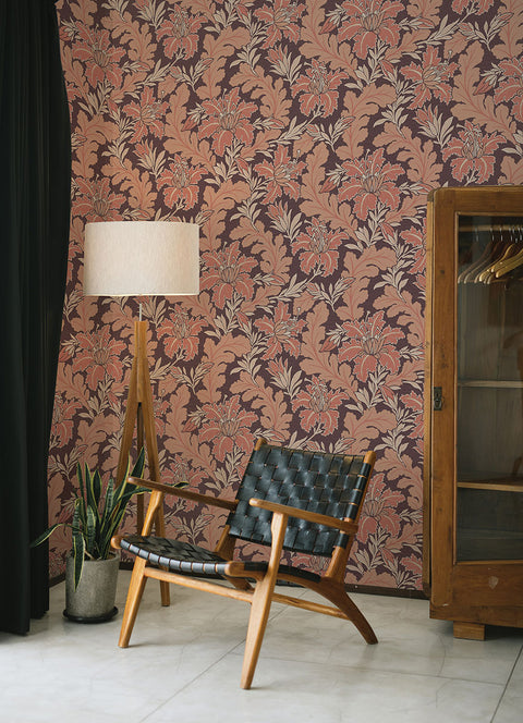 2970-26144 Butterfield Burgundy Floral Wallpaper