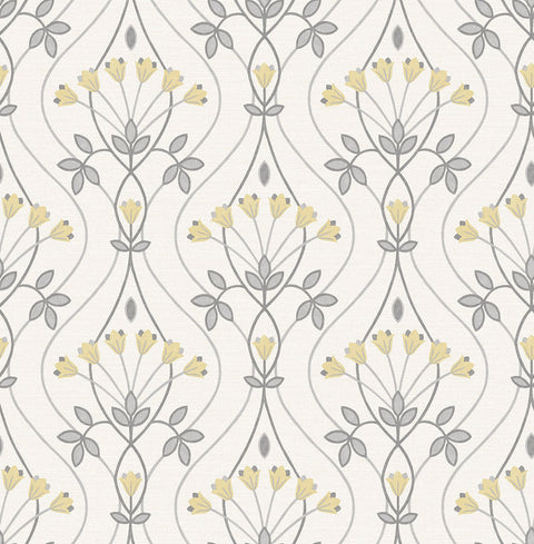 2970-26147 Dard Grey Tulip Ogee Wallpaper