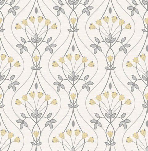 2970-26147 Dard Grey Tulip Ogee Wallpaper