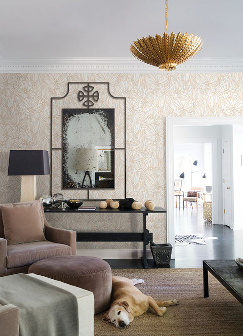 2970-87358 Selwyn Metallic Copper Floral Wallpaper
