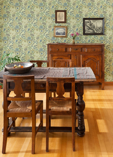 2970-87532 Voysey Green Floral Wallpaper