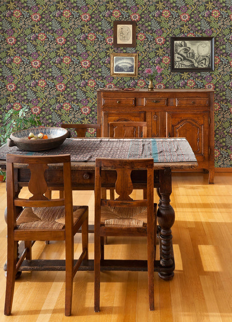 2970-87534 Voysey Brown Floral Wallpaper