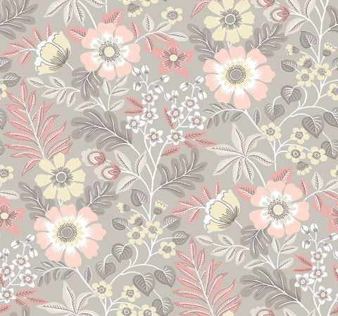 2970-87536 Voysey Pink Floral Wallpaper