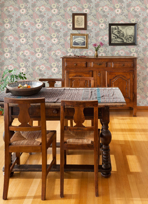2970-87536 Voysey Pink Floral Wallpaper
