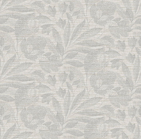 2971-86152 Lei Silver Etched Leaves Wallpaper