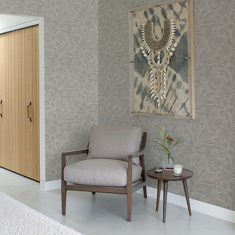 2971-86152 Lei Silver Etched Leaves Wallpaper