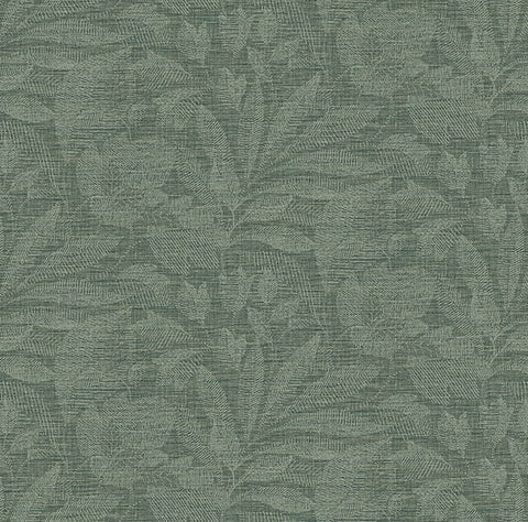 2971-86154 Lei Green Etched Leaves Wallpaper