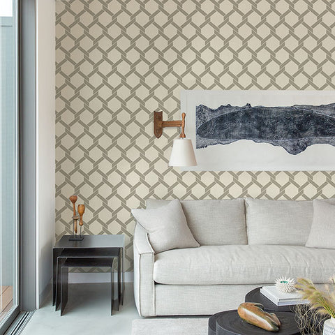 2971-86309 Payton Grey Hexagon Trellis Wallpaper