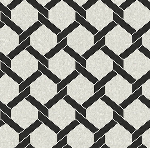 2971-86310 Payton Black Hexagon Trellis Wallpaper