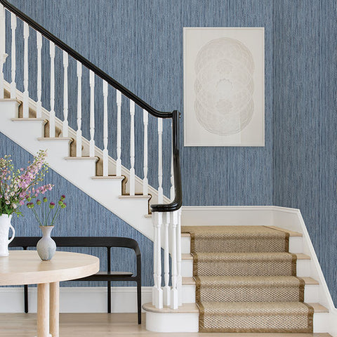 2971-86342 Justina Indigo Faux Grasscloth Wallpaper