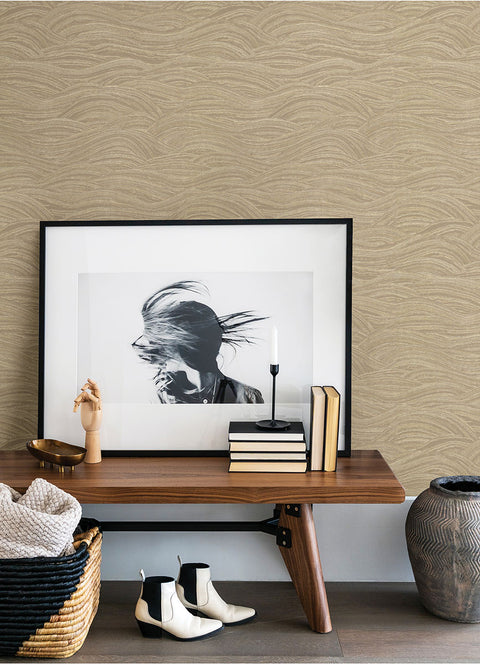 2971-86364 Leith Gold Zen Waves Wallpaper