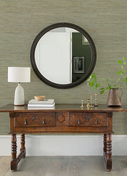 2972-65437 Jeong Teal Knotted Weave Grasscloth Wallpaper