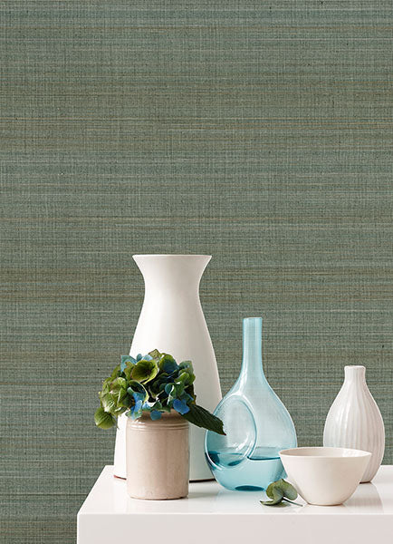 2972-86102 Mai Teal Abaca Grasscloth Wallpaper