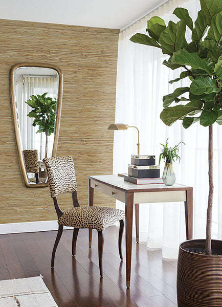 2972-86107 Shuang Light Brown Handmade Grasscloth Wallpaper