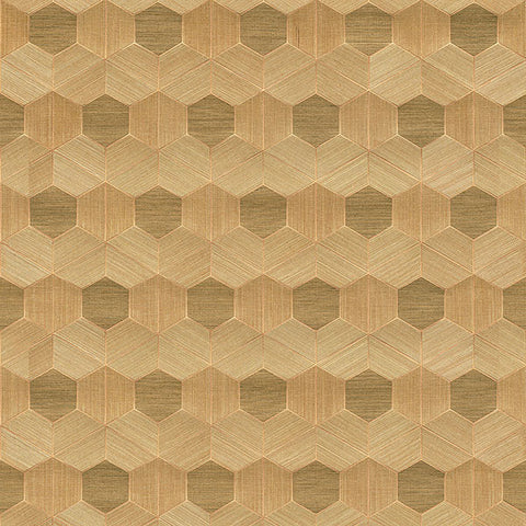 2972-86115 Linzhi Copper Sisal Grasscloth Inlay Wallpaper