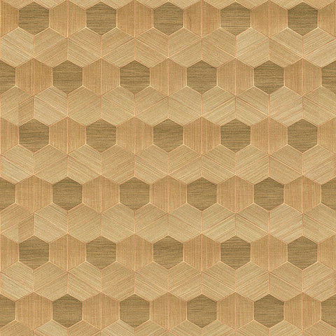 2972-86115 Linzhi Copper Sisal Grasscloth Inlay Wallpaper