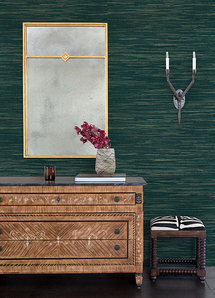 2972-86126 Kira Teal Hemp Grasscloth Wallpaper