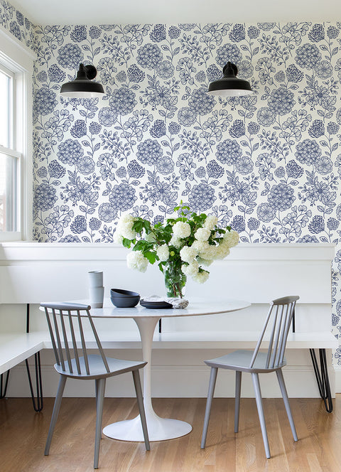 2975-26205 Ada Blue Floral Wallpaper