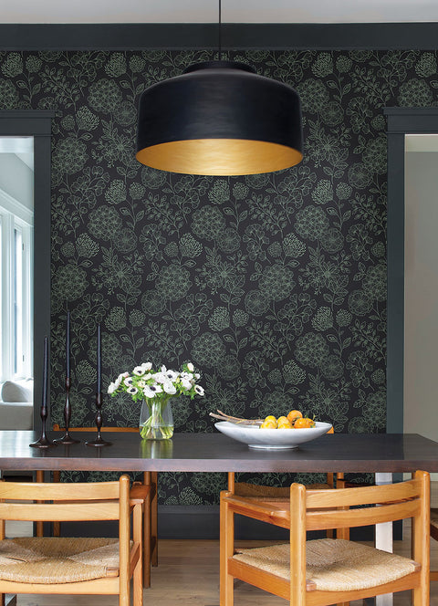 2975-26206 Ada Charcoal Floral Wallpaper