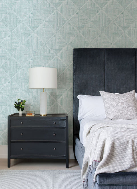 2975-26210 Cade Teal Geometric Wallpaper
