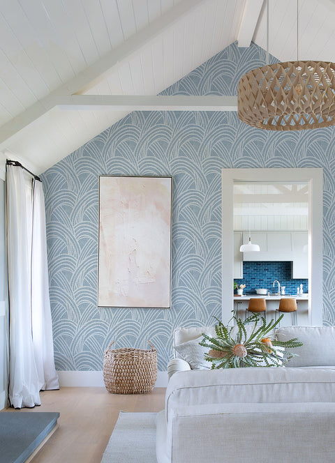 2975-26217 Farrah Blue Geometric Wallpaper