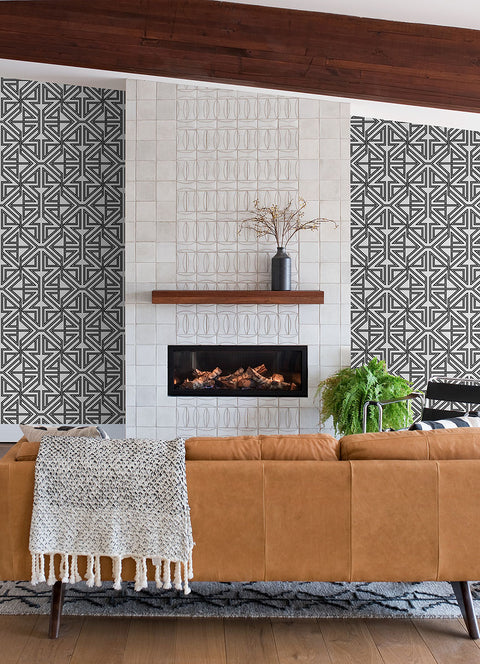 2975-26231 Kachel Black Geometric Wallpaper