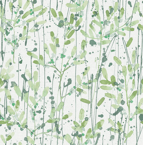 2975-26241 Leandra Green Floral Trail Wallpaper