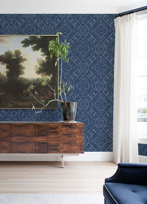 2975-26242 Felix Indigo Geometric Wallpaper