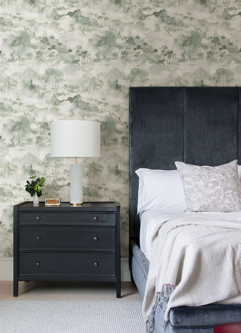 2975-87547 Nara Sage Toile Wallpaper