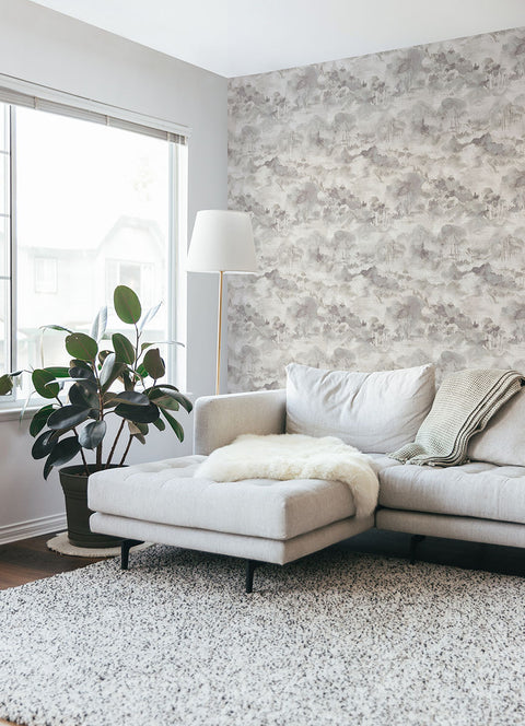 2975-87548 Nara Grey Toile Wallpaper