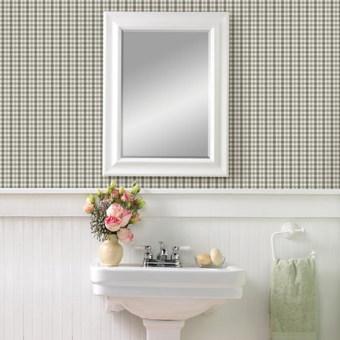 Sage Hill Roslin Dark Grey Check Wallpaper