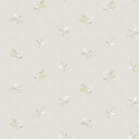 Sage Hill Leigh Grey Leaf Wallpaper