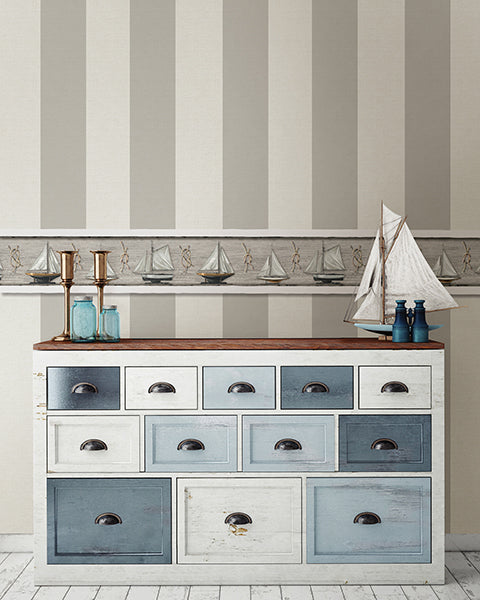 Awning Grey Stripe Wallpaper (3113-194537)
